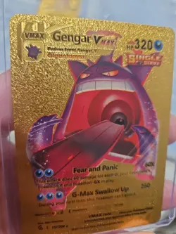 Gengar Vmax Gold Foil Fan Art Vinyl Textured Collector Pokemon Card HP320 - Image 4