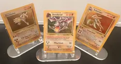 Pokemon Fossil Holo Lot Aerodactyl 1/62 Kabutops 9/62 Hitmonlee 7/62 WOTC - Image 1