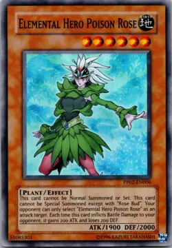 Yugioh Elemental Hero Poison Rose PP02-EN006 Super Rare NM - Image 1