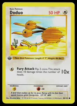 Pokemon Card - Doduo Base Set (Shadowless) 48/102 Common 1st Edition - Image 1