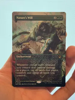 1X CONFETTI FOIL Nature's Will BORDERLESS ANIME MINT MTG Magic WOE Eldraine EDH - Image 3