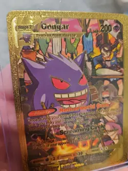 Gengar Gold Foil Fan Art Vinyl Textured Collector Pokemon Card - Image 3