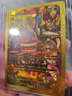 Gengar Gold Foil Fan Art Vinyl Textured Collector Pokemon Card - Image 4