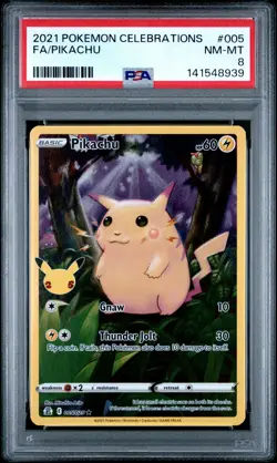 2021 POKEMON CELEBRATIONS #005 FULL ART/PIKACHU PSA 8 - Image 1