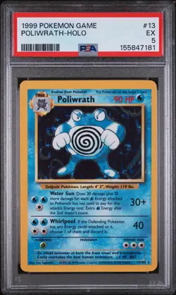 POKEMON BASE SET POLIWRATH HOLO PSA 5 VINTAGE 1999 - Image 1