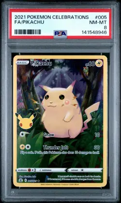 2021 POKEMON CELEBRATIONS #005 FULL ART/PIKACHU PSA 8 - Image 1