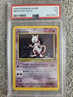 Pokemon TCG Mewtwo 010/102 Base Set Holo Rare Basic Psychic English PSA 5 10/102 - Image 1