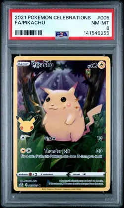 2021 POKEMON CELEBRATIONS #005 FULL ART/PIKACHU PSA 8 - Image 1