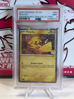 PIKACHU #051 POKEMON DAY 2026 COLLECTION SWIRL 🌀 PSA 9 MINT (1 SWIRL) - Image 1