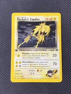 Rocket's Zapdos 15/132 Gym Challenge Holo Rare Unlimited English 70 HP LP+ - Image 1