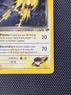 Rocket's Zapdos 15/132 Gym Challenge Holo Rare Unlimited English 70 HP LP+ - Image 4