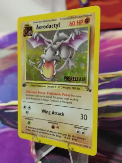 Pokemon TCG Aerodactyl Fossil 1st Edition Holo Prerelease Rare LIGHT PLAY WOTC - Image 2