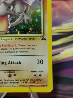 Pokemon TCG Aerodactyl Fossil 1st Edition Holo Prerelease Rare LIGHT PLAY WOTC - Image 5