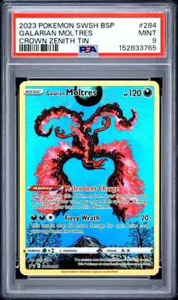 PSA 9 GALARIAN MOLTRES SWSH284 BLACK STAR PROMO CROWN ZENITH TIN POKEMON 🌑 - Image 1