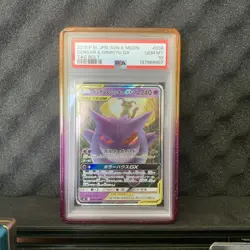 2018 POKEMON JP SUN & MOON TAG BOLT #038 GENGAR & MIMIKYU GX PSA 10 W/ GUARD - Image 1
