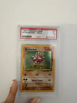 1999 Pokemon TCG Base Set Hitmonchan 007/102 Holo Rare English PSA 5 - Image 1