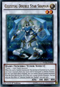 Yugioh Celestial Double Star Shaman DUSA-EN018 1st Edition Ultra Rare NM - Image 1