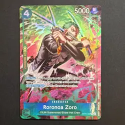 RORONOA ZORO One Piece Treasure Rare #OP13-037 TR Centered - Image 1