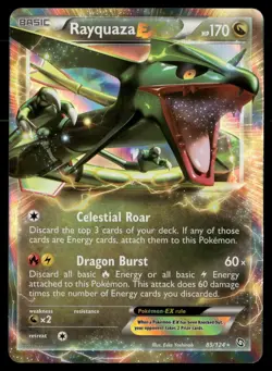 Rayquaza EX 85/124 Holo EX Rare Dragons Exalted Pokemon LP - Image 1