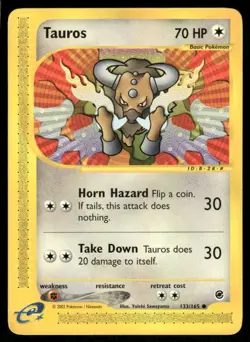 2002 Tauros 133/165 Common LP Expedition Pokemon - Image 1