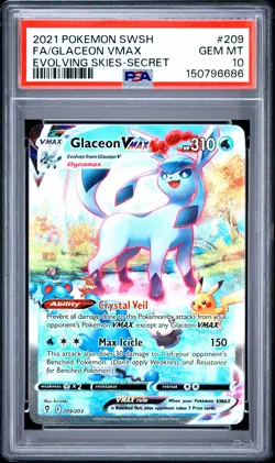 2021 POKEMON SWORD & SHIELD EVOLVING SKIES SECRET FULL ART/GLACEON VMAX PSA 10 - Image 1