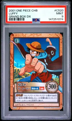 2001 Japanese One Piece CHB Holo Luffy C520 PSA 9 MINT Grand DX - Image 3