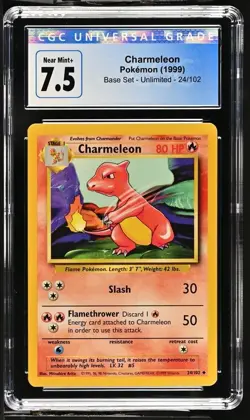 1999 Pokemon Base Set Charmeleon CGC 7.5 24/102 - Image 1