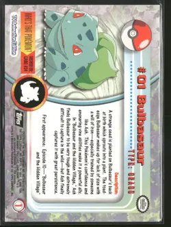 Topps Pokemon TV Animation Series 1 Foil #01 Bulbasaur Black Logo MP - Image 2