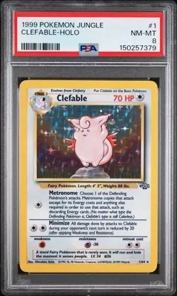 1999 Pokemon Jungle Clefable #1 Holo Rare UNLIMITED/64 PSA 8 - Image 1