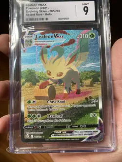 Pokemon Evolving Skies Leafeon VMAX HOLO #205/203 CGC 9.0 Mint - Image 2