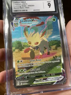 Pokemon Evolving Skies Leafeon VMAX HOLO #205/203 CGC 9.0 Mint - Image 3