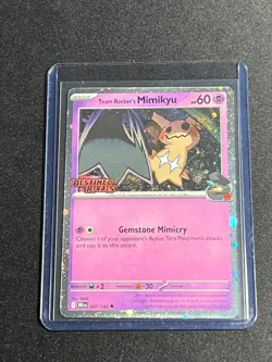 Team Rocket's Mimikyu Pre Release STAMPED Promo Destined Rivals Pokemon - Image 1