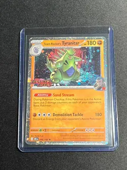 Team Rocket's Tyranitar 096/18 STAMPED Pre Release Promo Destined Rivals Pokemon - Image 1
