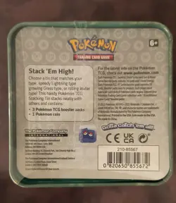 Pokemon TCG - Grass Stacking Tin 2022 Factory Sealed New Sword & Shield 3 Packs - Image 3