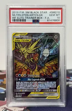 PSA 10 Pokemon Moltres Zapdos Articuno GX TAG TEAM SM Black Star Promo SM210 - Image 1