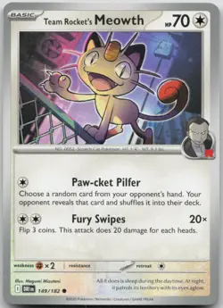 Team Rocket's Meowth 149/182 Common Destined Rivals Pokemon Near Mint - Image 1