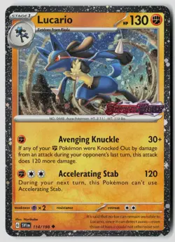 Lucario (Scarlet & Violet Stamp) 114/198 Holo Pokemon NM - Image 1