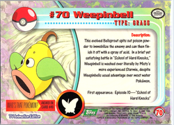 Weepinbell #70 (Green Logo) 1999 Pokemon Topps Series 1 - Image 2