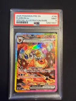 2025 POKEMON PRE EN-PRISMATIC EVOLUTIONS #146 FLAREON EX PSA 9 - Image 1