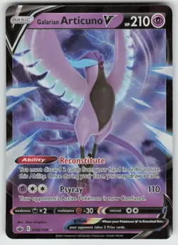 Galarian Articuno V 058/198 Holo V Rare Chilling Reign Pokemon Holo Near Mint - Image 1