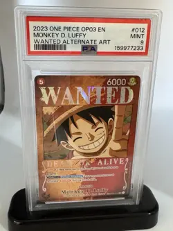 Monkey D Luffy Wanted Psa 9 2023 One Piece Op03 English #012 Wanted Alt Art - Image 1