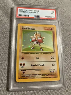 Rare Near Mint Holographic Hitmonchan 7/102 Pokemon Card PSA Graded 7 - Image 1
