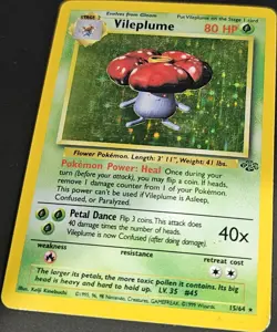 Vileplume 15/64 Jungle Holo Rare Unlimited 1999 WOTC Pokemon Card Vintage LP - Image 3