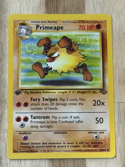 Original 1999 Pokemon TCG Jungle Set Card 1st Edition Primeape 43/64 NM - Image 1