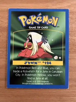 Jynx Kellogg's Pokemon Game Tip Cards #124 1999 - Image 1
