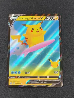 Pokemon Pikachu v Surfing Ultra Rare Card 8/25 Celebrations - Image 1