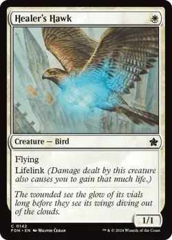 MTG Healer's Hawk - Foundations (FDN) NM #142 - Image 1