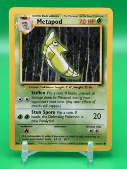Metapod 54/102 Common 1999 Base Set Pokemon LP Free Shipping J0 - Image 1