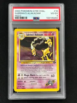 Pokemon 2000 Sabrina's Alakazam Holo + Swirl! 16/132 PSA 4 - Image 1