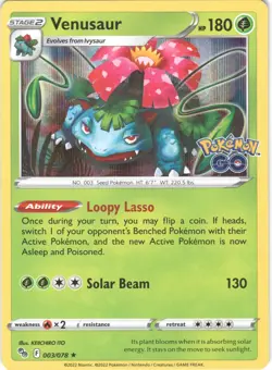 Venusaur 003/078 Holo Rare Pokemon GO Pokemon NM - Image 1
